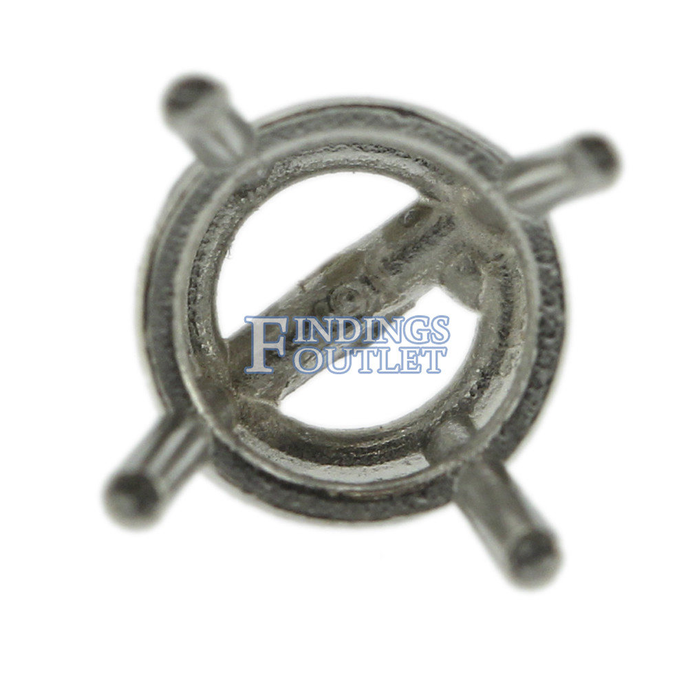 Platinum Round Stud Earring Mounting Setting Heavy Screw Back Post 4 Prong