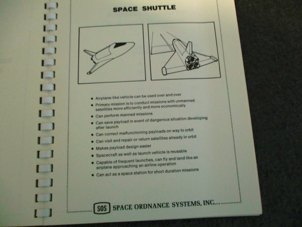 1970s SOS SPACE ORDNANCE SYSTEMS PRESENTATION FOR SPACE SHUTTLE PROGRAM SERVICES