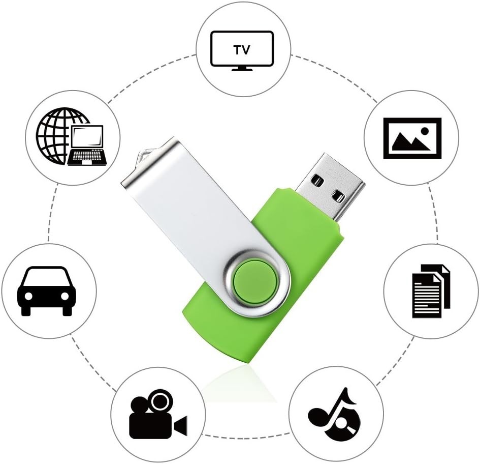 1GB USB Flash Drive 10 Pack - Multi-Color Swivel Memory Stick for Data Storage