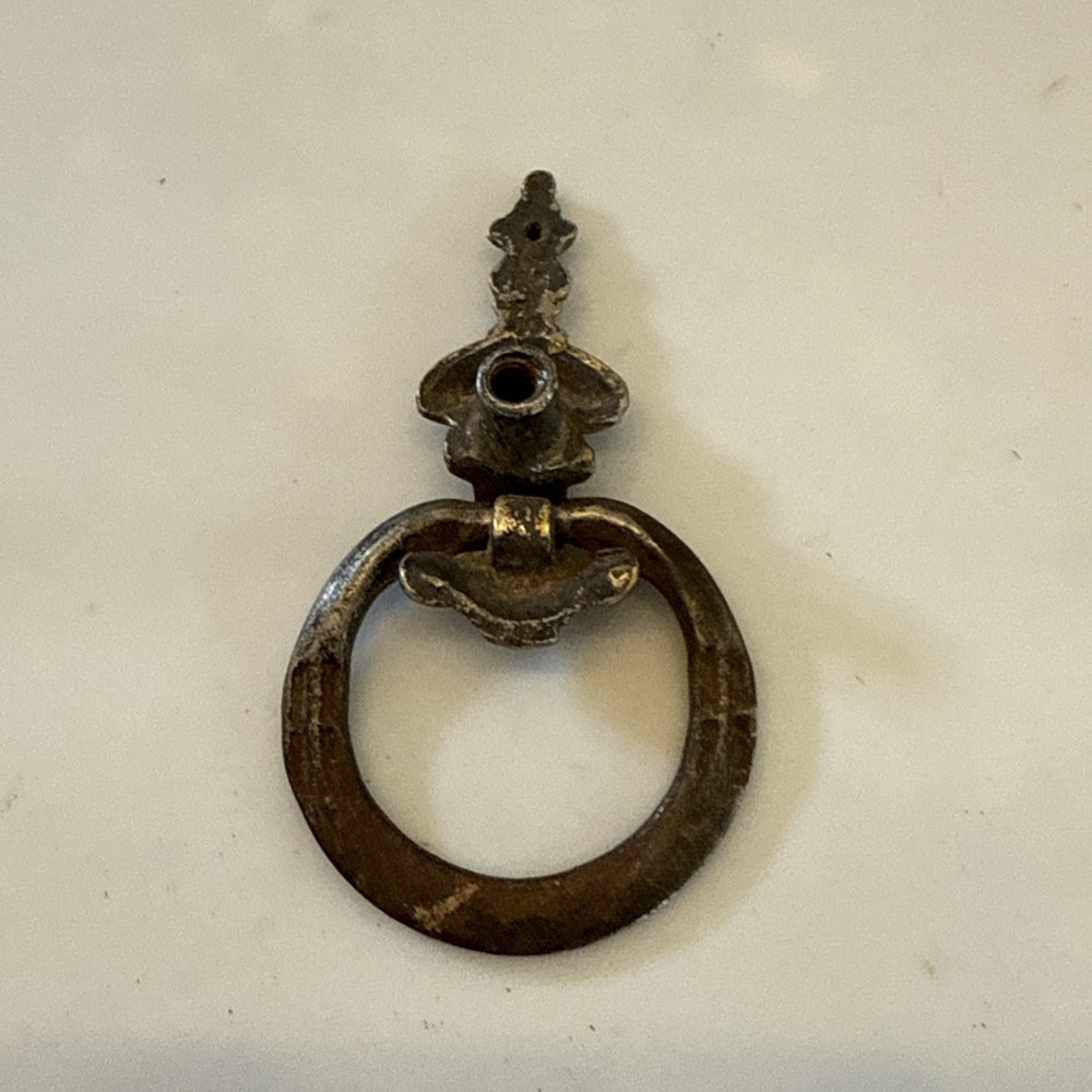 4 Vintage Brass Ornate Drop Ring Pulls