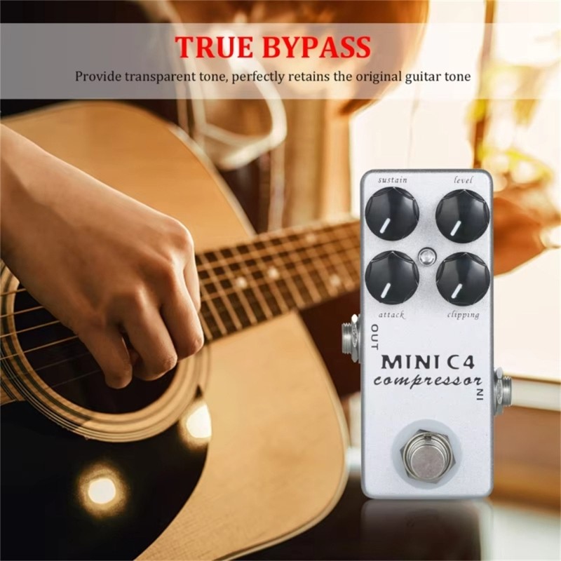 True Bypass Compact Compressor Guitar Effect Pedal Overdrive 4 Modes Effector