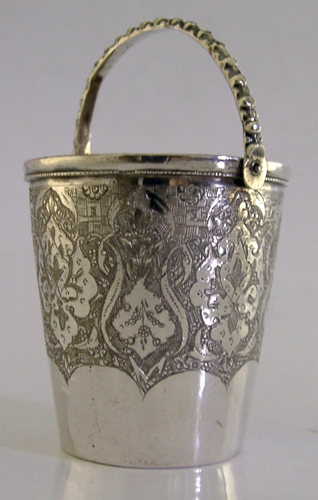PERSIAN 84 SOLID SILVER BUCKET CUP BEAKER c1940 MIDDLE EASTERN ANTIQUE 56g
