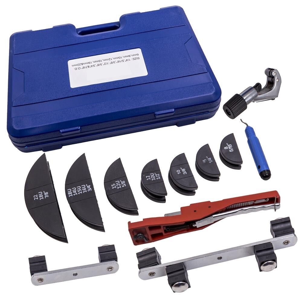 Pipe Tube Bender HVAC Refrigeration Ratchet Bending Heads Supports Tool Kit Set
