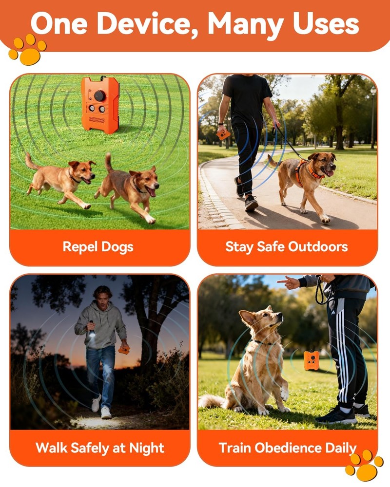 Ultrasonic Dog Bark Control Device – 3 Adjustable Modes, 50FT Precision Range...