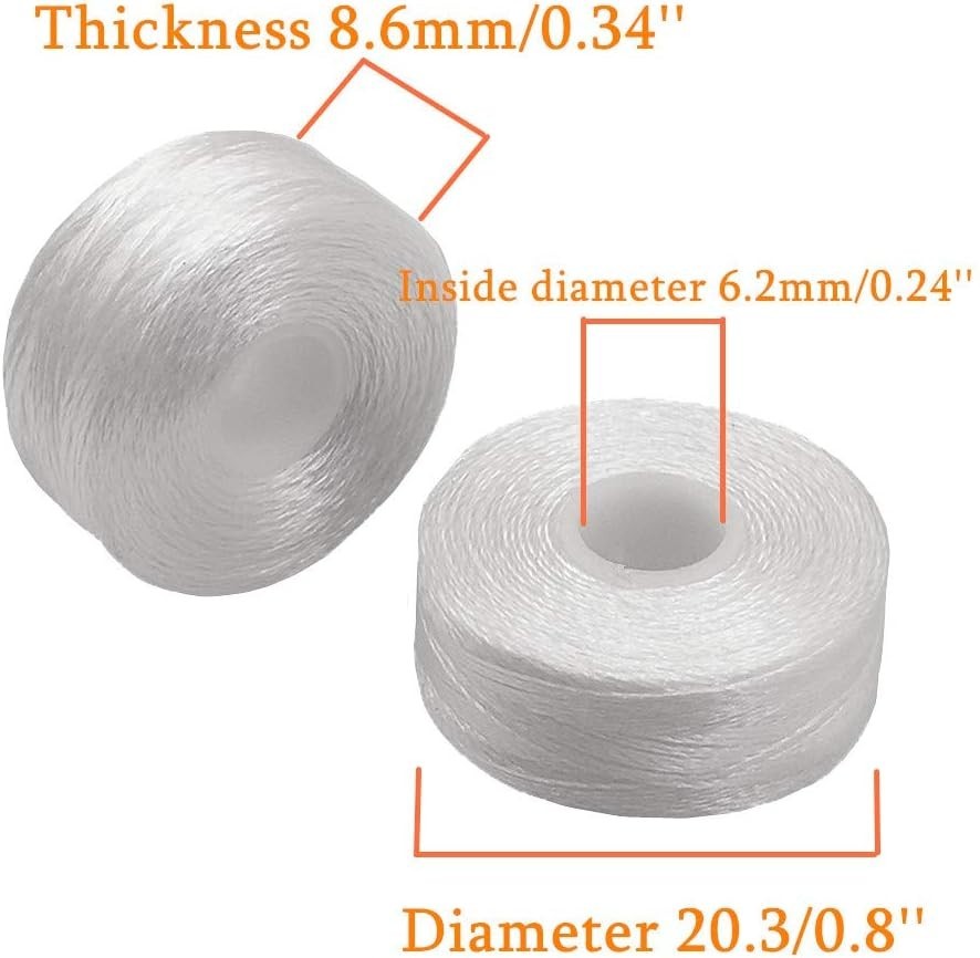 Prewound Bobbin Thread, Sideless, 144pcs Type L Size (SA155) (72White + 72Bla...