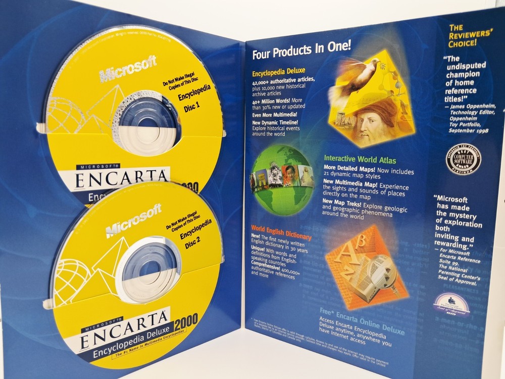 Microsoft Encarta Reference Suite 2000 - 7 Discs - Encyclopedia Atlas Dictionary