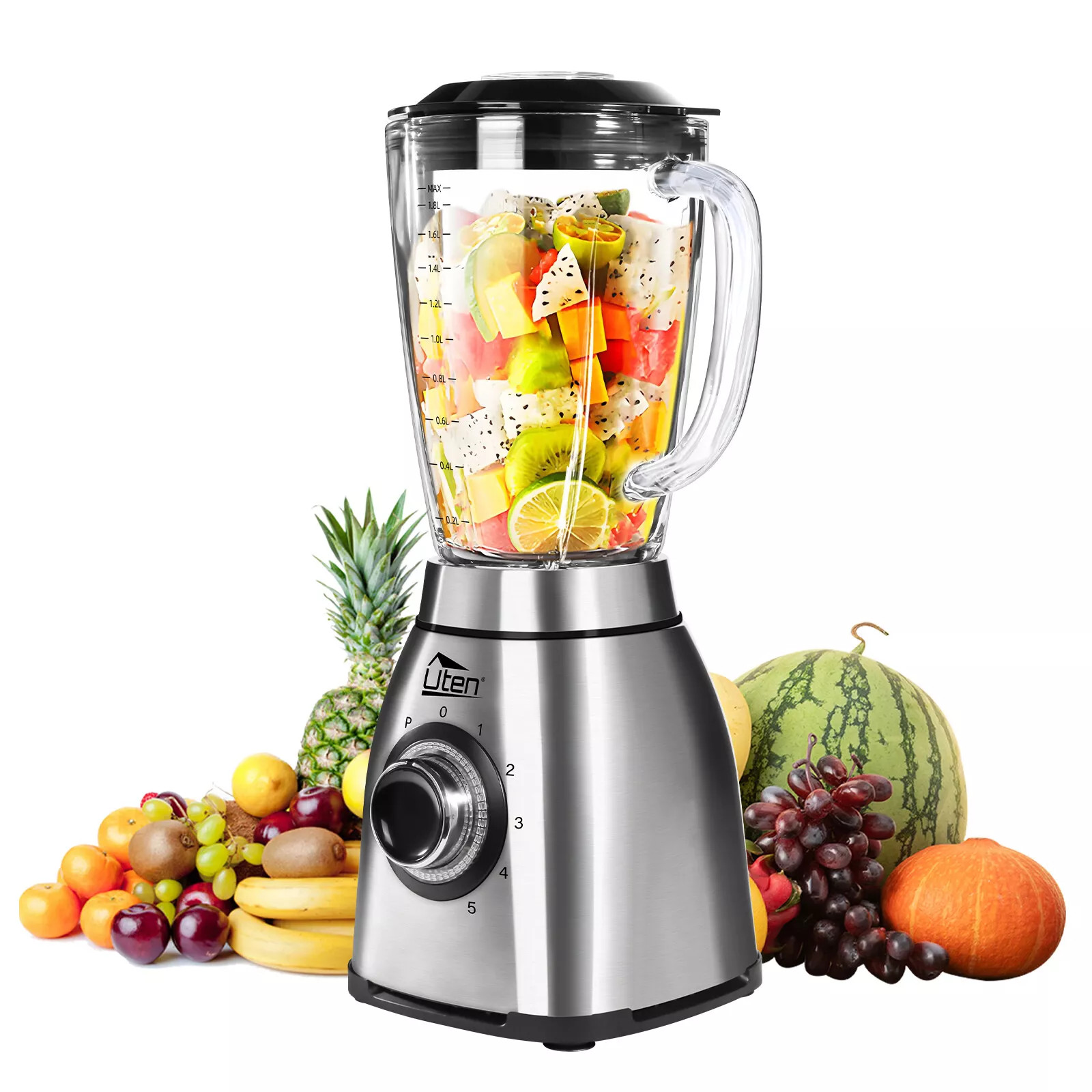 Blender Glass Stainless Steel 1800W Ice Crusher Smoothie Maker Universal Mixer