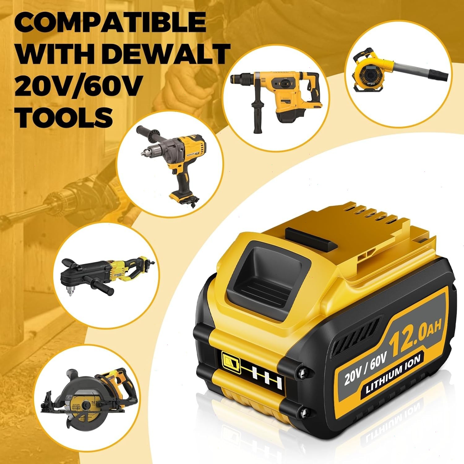 2Pack 12.0AH DCB609-2 For DEWALT DCB612 20V/60V MAX FLEXVOLT Lithium-Ion Battery