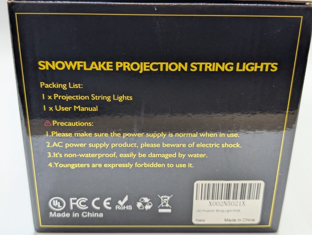 Snowflake Projection String Lights Lantern Style White Winter Holiday Decor