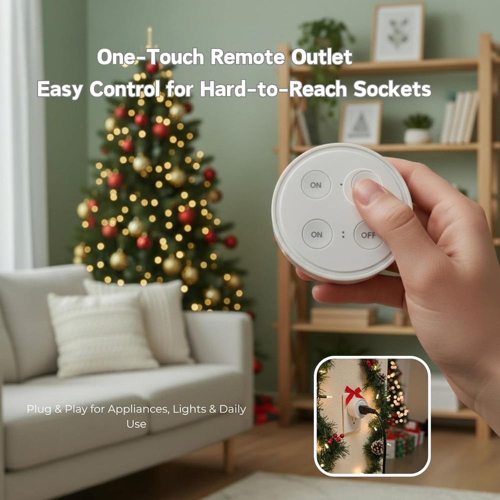 2 Pack Mini Remote Control Outlet Plug — Wireless Light Switch for Appliances