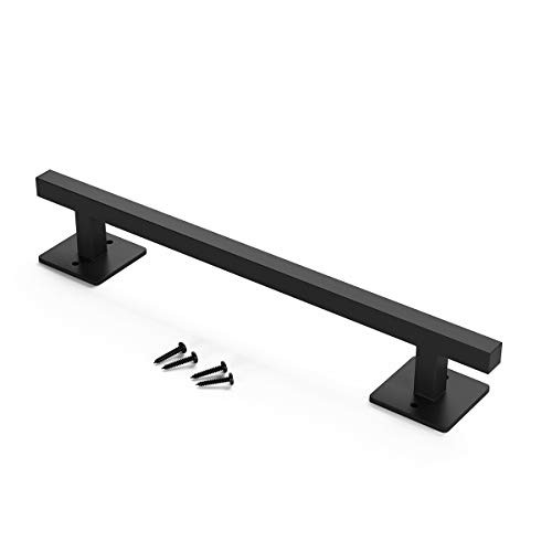 12” Antique Rustic Handmade Barn Door Handle, Black Flush Square Base Handle