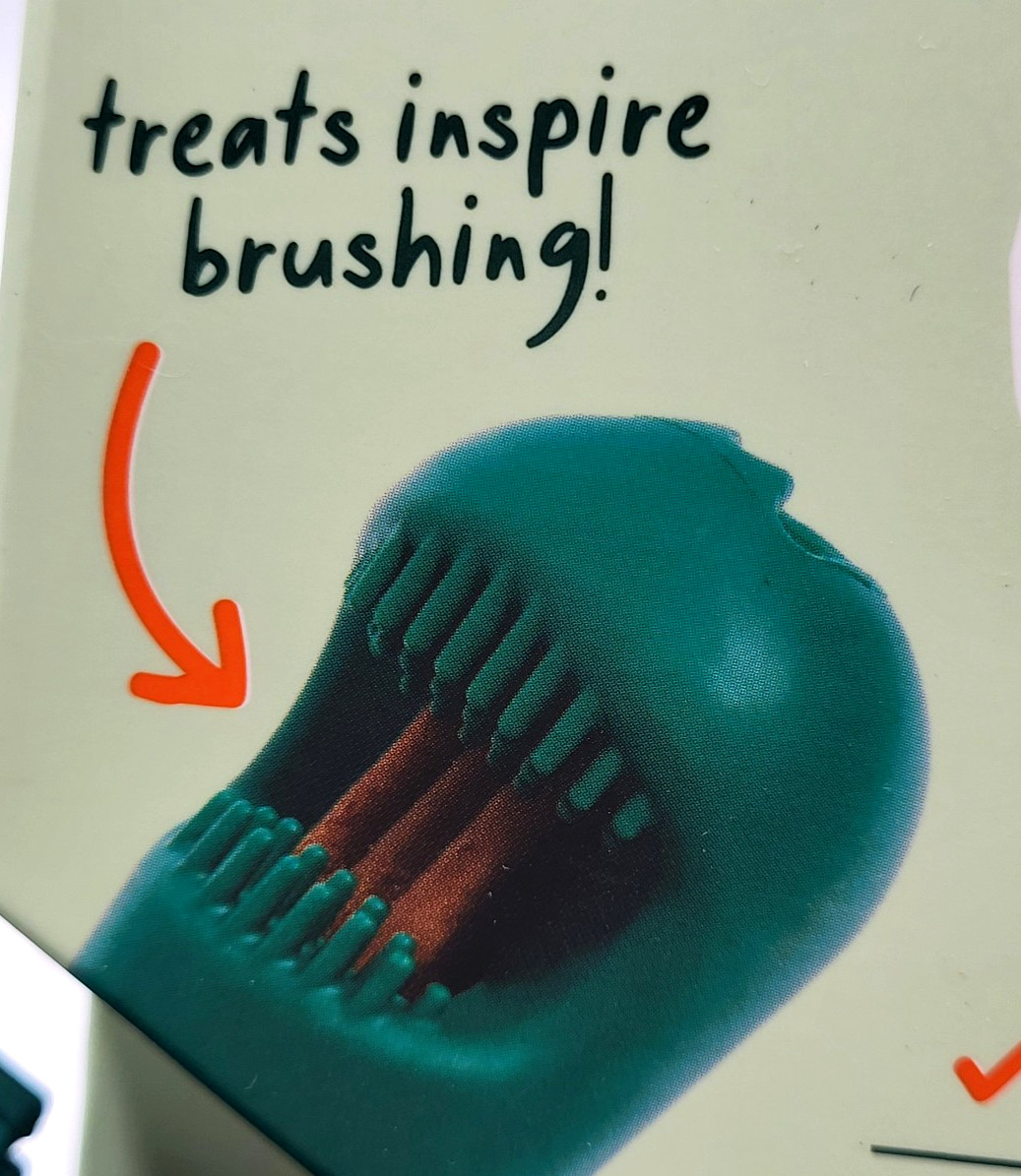 Woof Bite n' Brush Large Treat Holder Toothbrush Tough Non Toxic For Dogs 7.5"