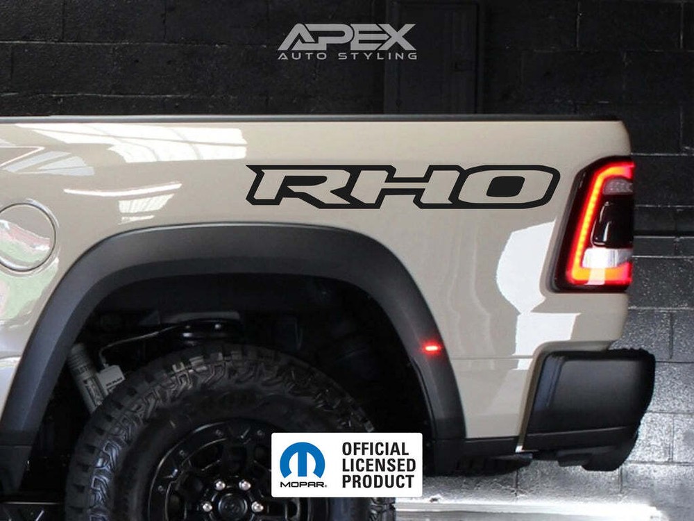 RAM RHO Bedside Decals - Set of 2 - OEM & Mopar Licensed - Customizable