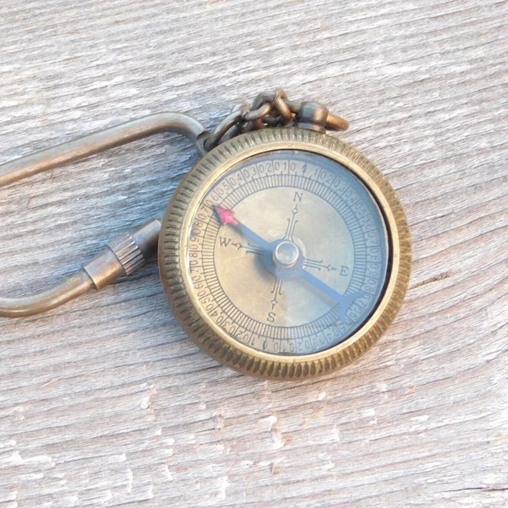 Compass Keychain - Personalized Compass - Engraved Compass - Brass Compass