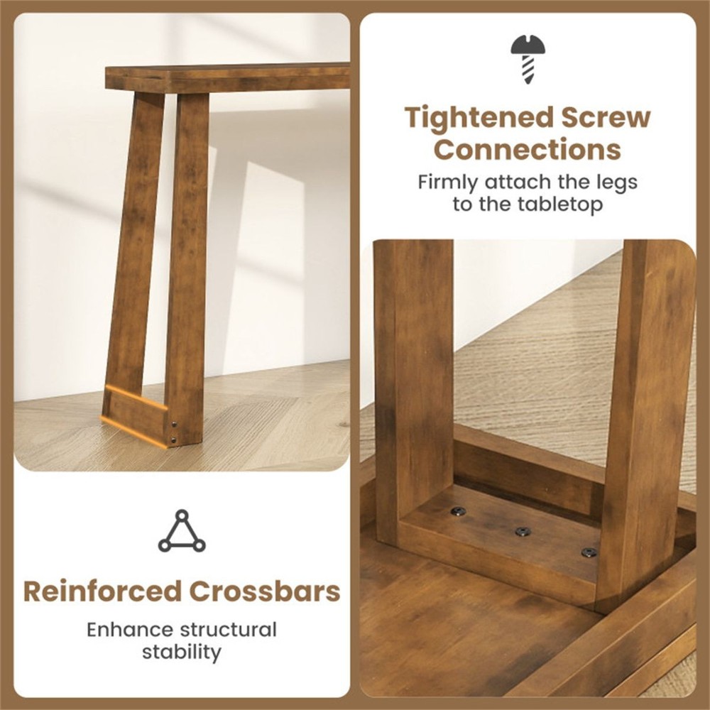 Walnut Solid Rubberwood Narrow Console Table, 43"Space-Saving Entryway Table