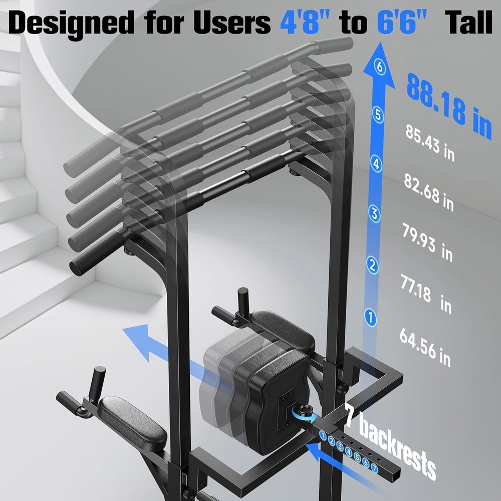 Pull-up/parallel bar machine, 450 lbs stable weight capacity.