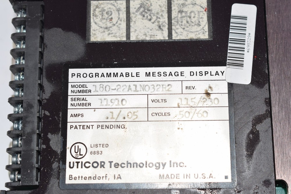 Uticor PMD 180 Programmable Message Display 180-22a1n032r2