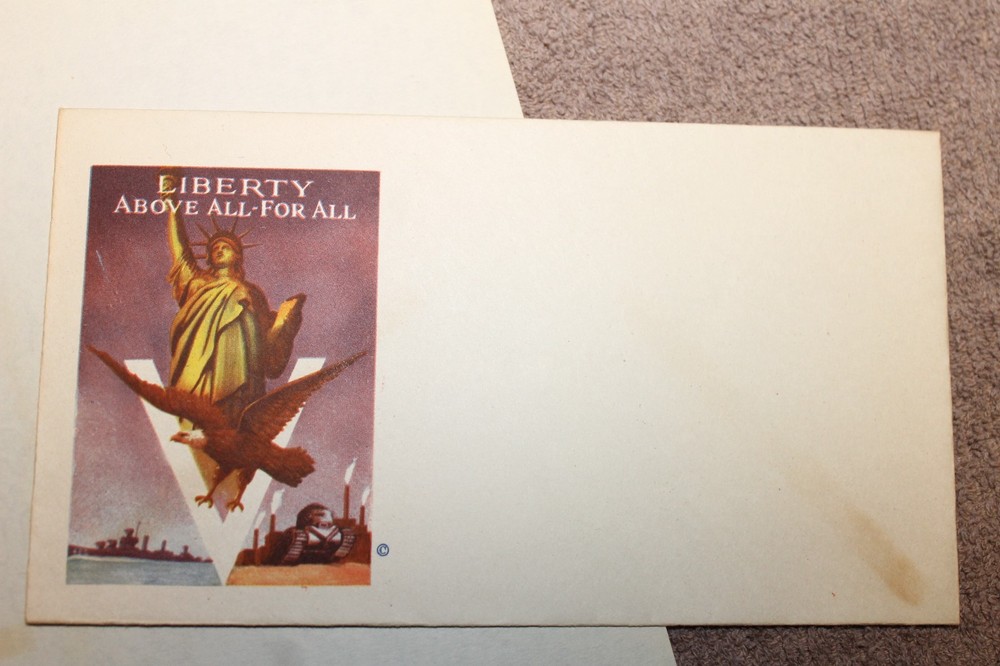 Original WW2 U.S. Home Front Patriotic Letter Head and Matching Envelope Set