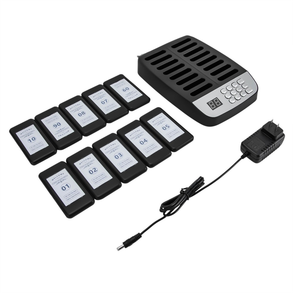 Restaurant Wireless Guest Paging System 10Beepers Queuing Calling Pagers w/Light