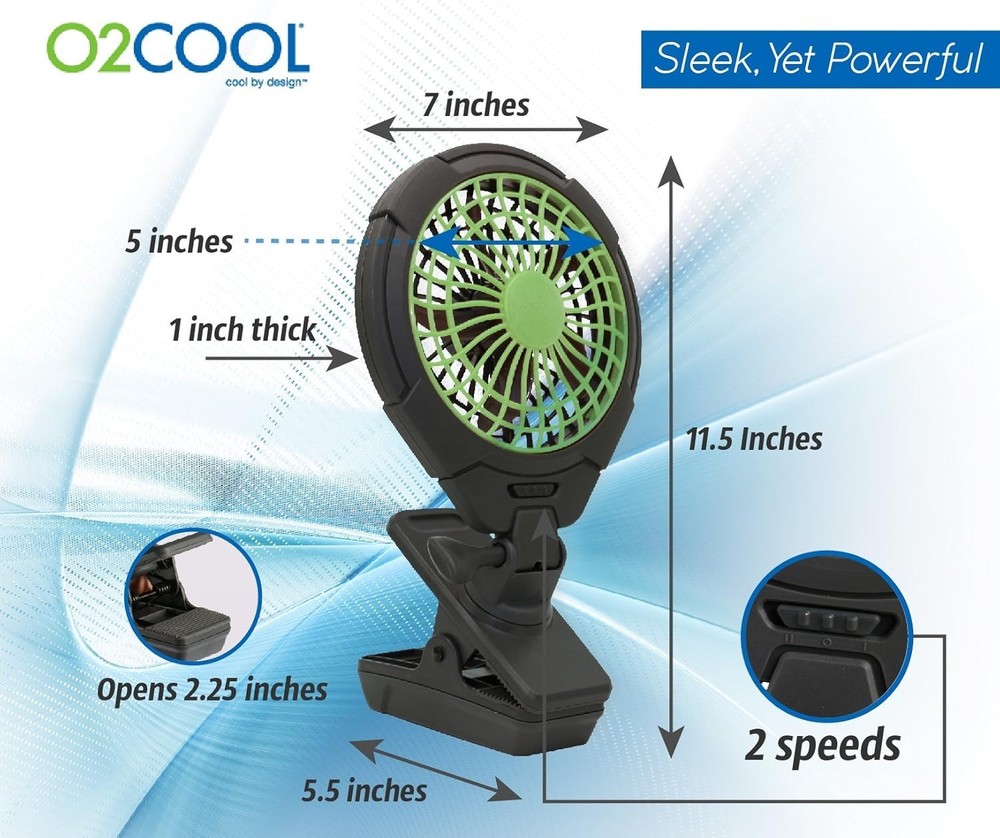 O2COOL 5-inch Battery-Powered Clip Fan Adjustable Rotating Function 4 AA Battery
