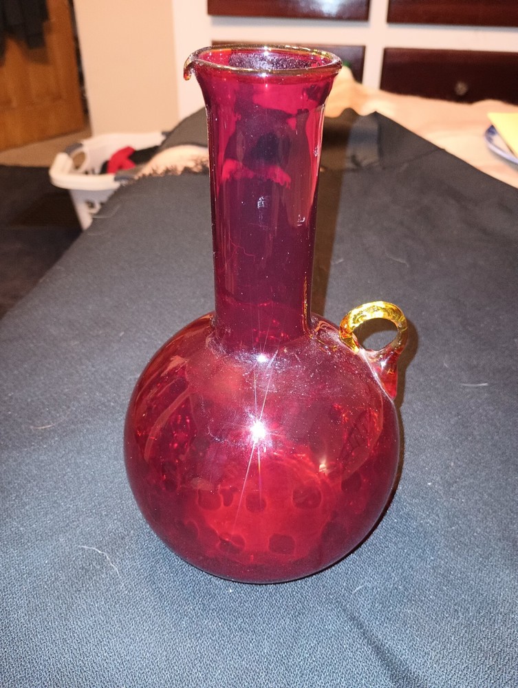 Amberina Ball Pitcher UNIQUE