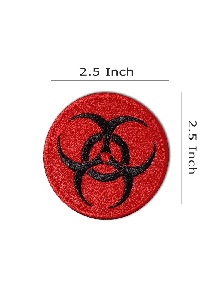 Biohazard Design Red - Embroidered Patch 2.5" - Hook and Loop - Tactical Patch