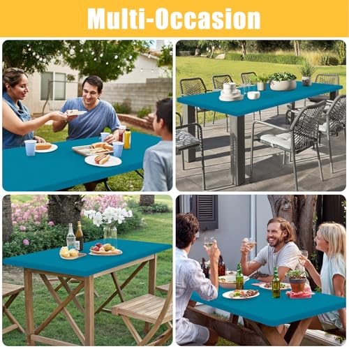 Rectangle Table Cloth, Waterproof Elastic Fitted 60" x 30" (Rectangular) Teal