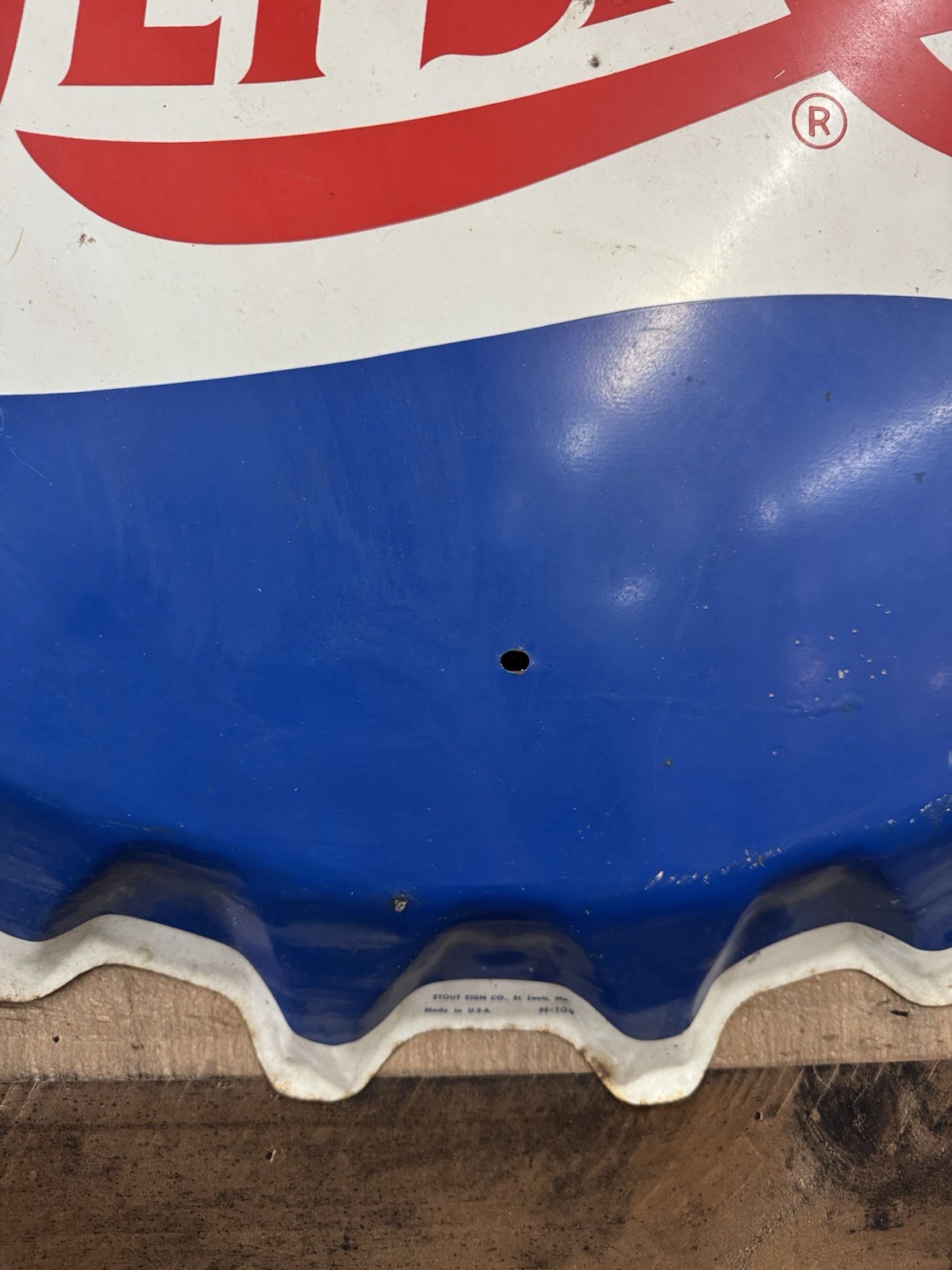 Original 30” Pepsi Bus Sign Metal Single Sided Pepsi Cap Sign