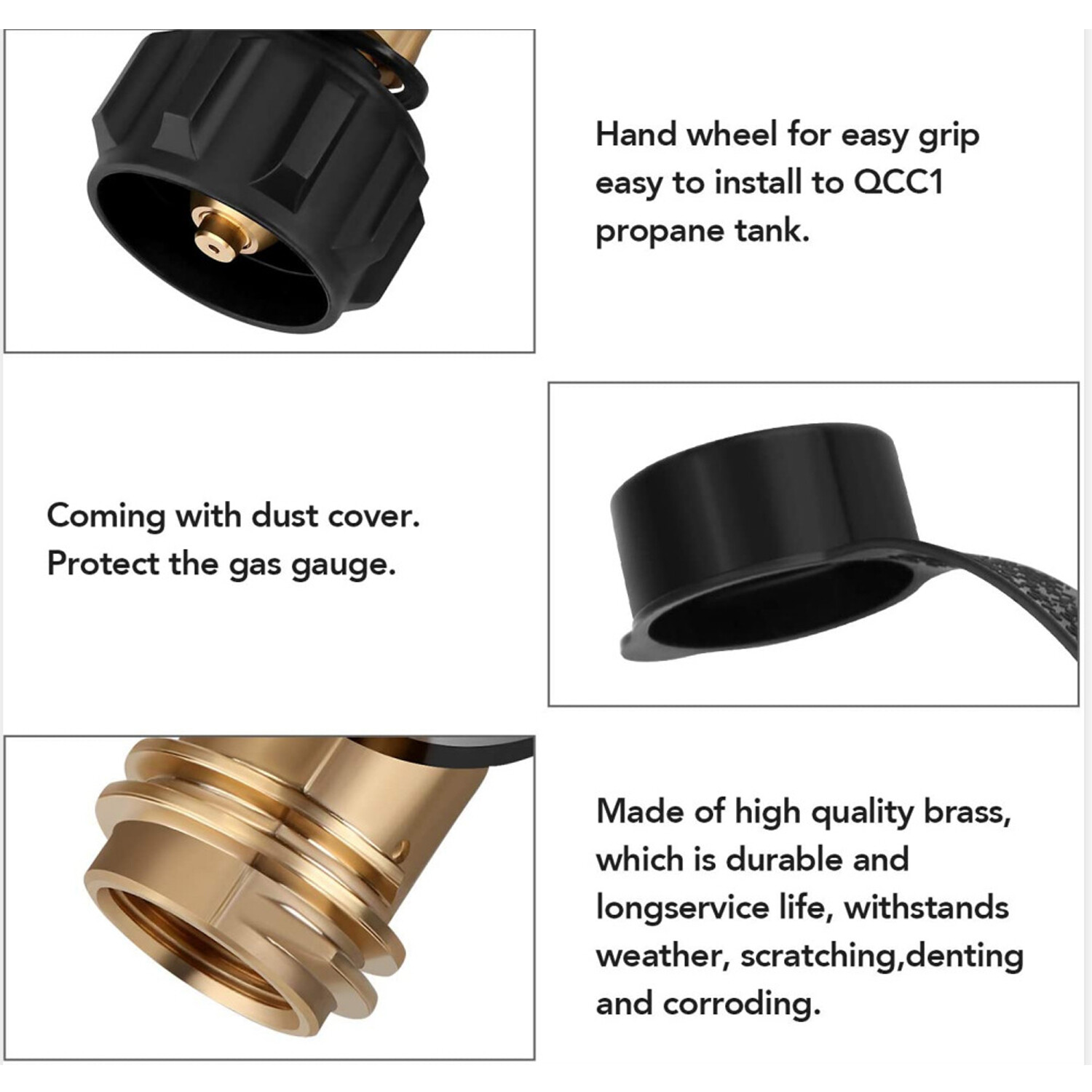 Propane Tank Y Splitter Adapter 2 Way LP Gas Tee Connector with Gauge