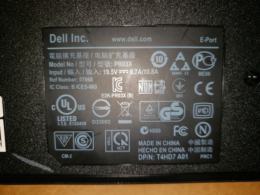Dell Pro3X Docking Station E Port replicator for E4200 E4300 E5400 E6400 E6410