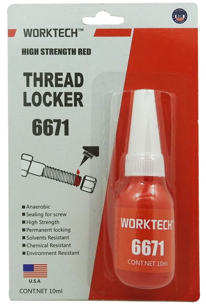 Premium WorkTech Threadlocker Red 10ml High Strength Bolt/Nut Tight Locking Pro