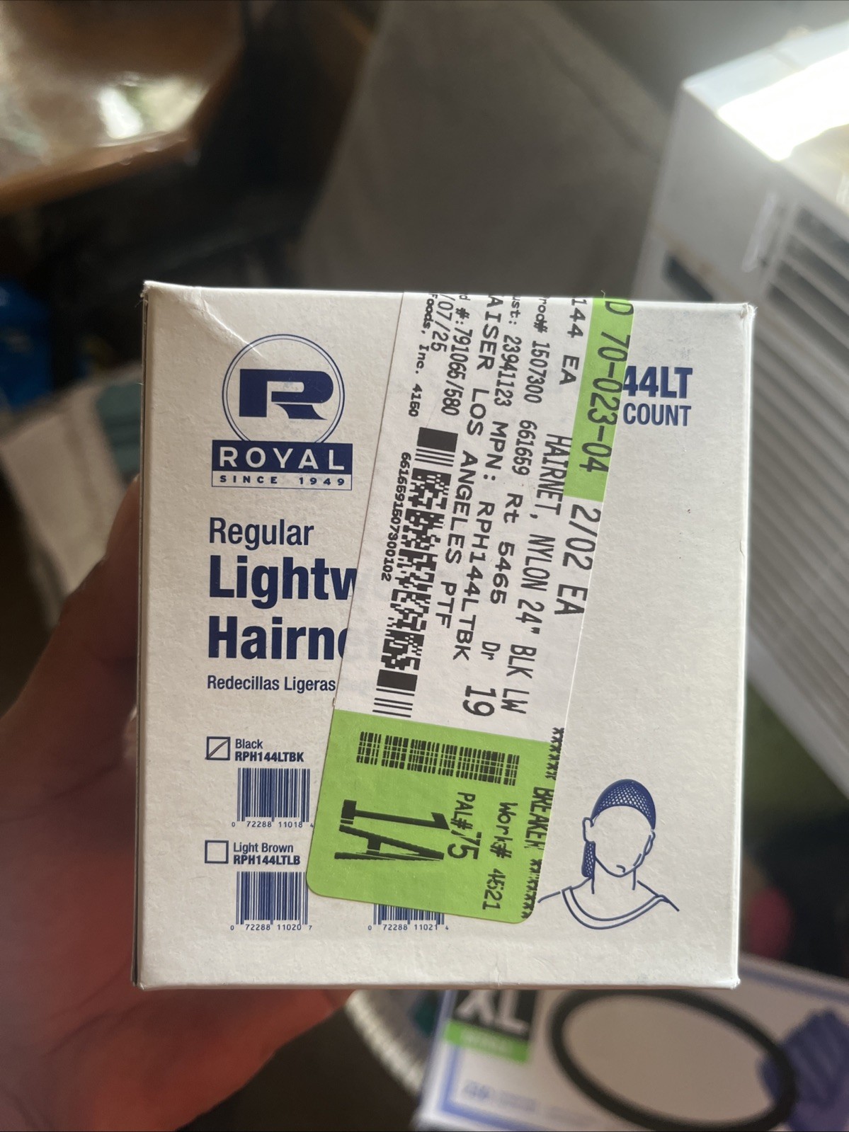 Royal Lightweight Hairnets 24” Black Latex Free RPH144LTDB 1 Boxes (144 count)