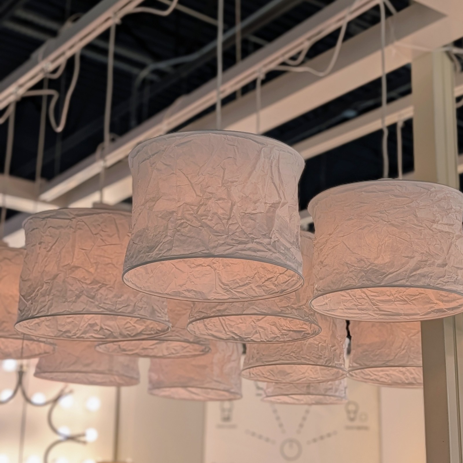 Ikea FJÄLLMIL Pendant Lamp Shade White Wrinkled Rice Paper 13" New 105.145.27