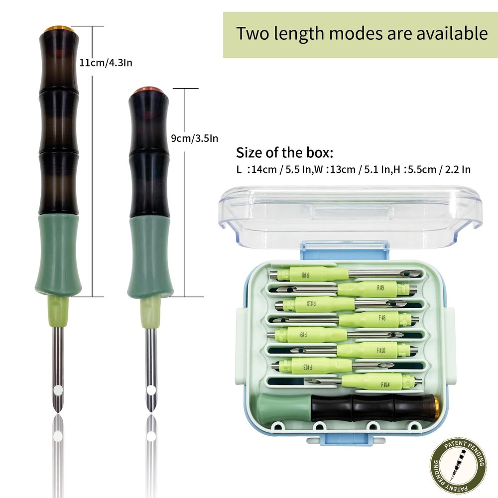 Punch Needle Tool Kit - Ergonomic Handle, 8 Interchangeable Needles (5mm/3.5m...