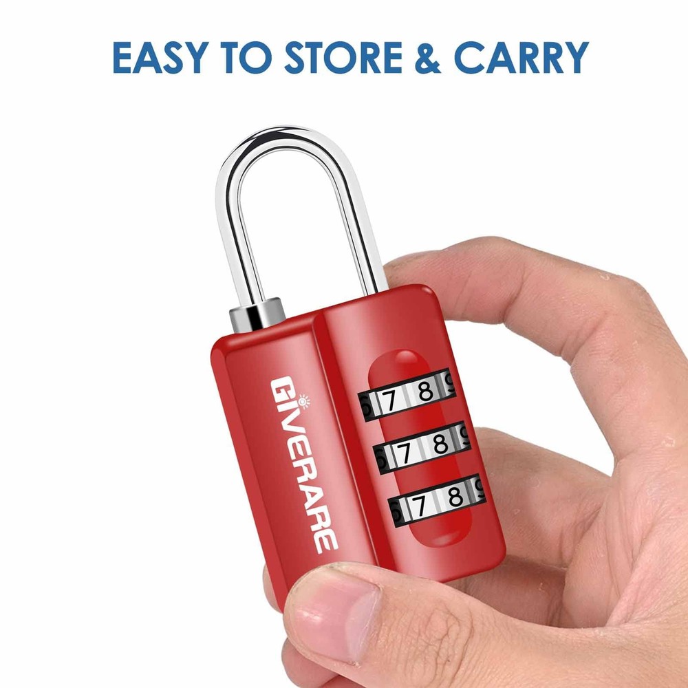 4 Pack Combination Lock, 3-Digit Padlock Keyless, Resettable Luggage Locks for