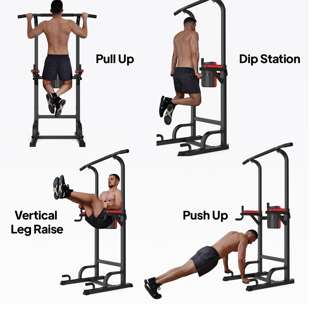 Power Tower Strength Training Dip Station Pull Up Dip Exercise Workout Equipment