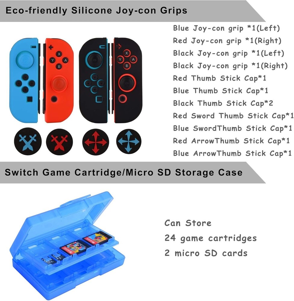 Accessories Kit for Nintendo Switch / Switch OLED Model Games Bundle Wheel Grip