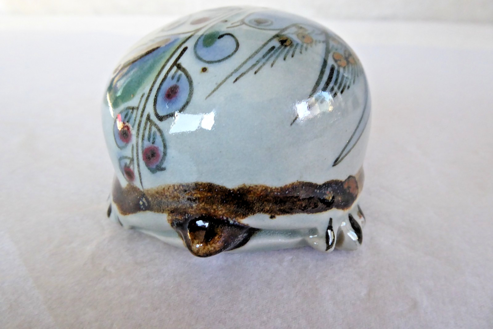 Fred & Barbara Meiers Vintage Hand Painted Ceramic Turtle Figurine Mexico KE 3.5
