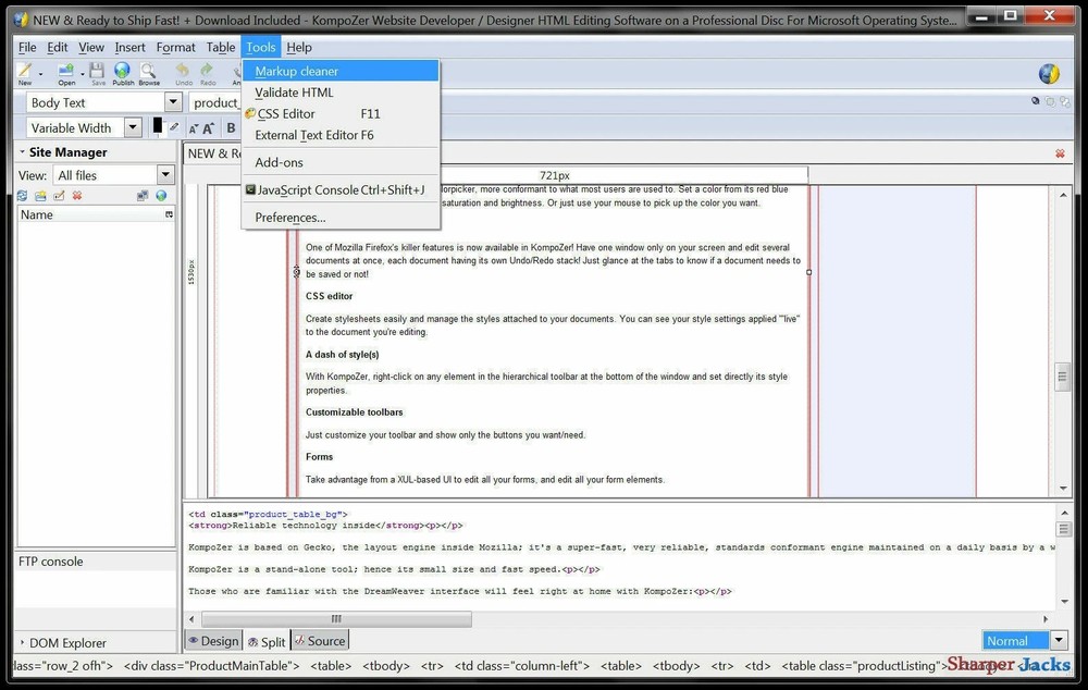 KompoZer Website Developer / Designer HTML Editing Software for Windows on USB