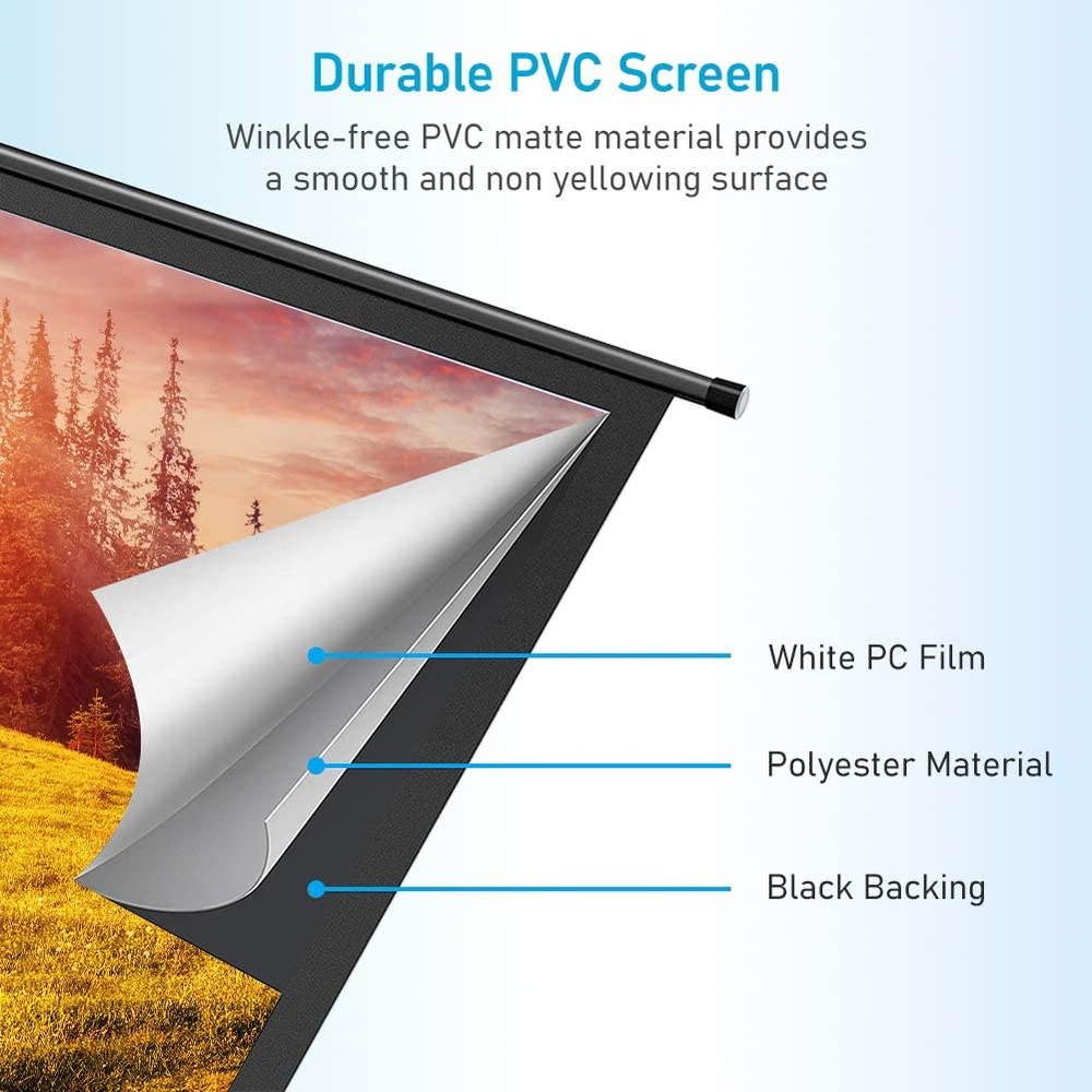 120" Portable Wall/Ceiling Mounted Electric Projector Screen with Remote Control