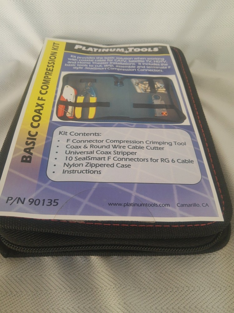 Platinum Tools 90135 Basic Coax F Compression Kit, w/Zip Case