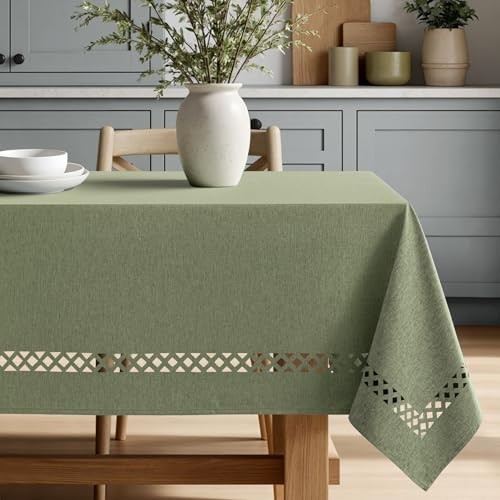 Rectangle Linen Polyester Tablecloth with 104" x 60" (Rectangular) Sage Green