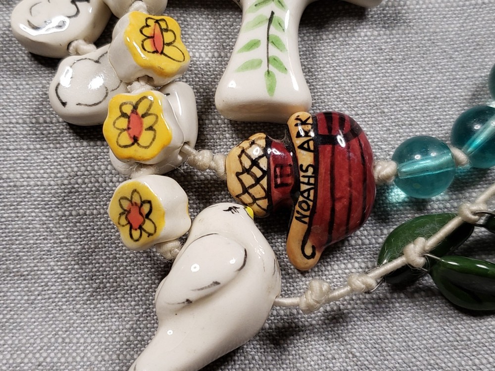 Beautiful Rosary Noah's Ark Ceramic Beads Prayer Religious Christian Gift C32