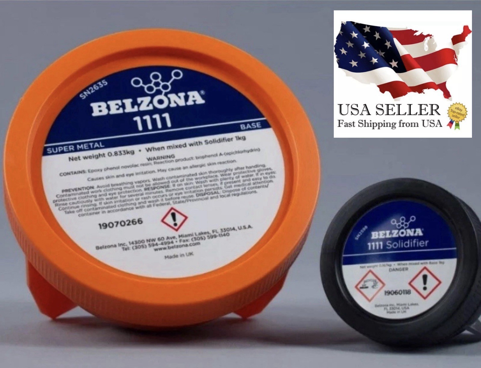 Belzona 1111 Super Metal Set Base & Solidifier 1kg Sealed NEW & SHIPS FROM USA!