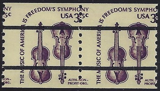 1813a - 3.5c Misperf Error / EFO Precancel Pair "Weaver Violins" Mint NH