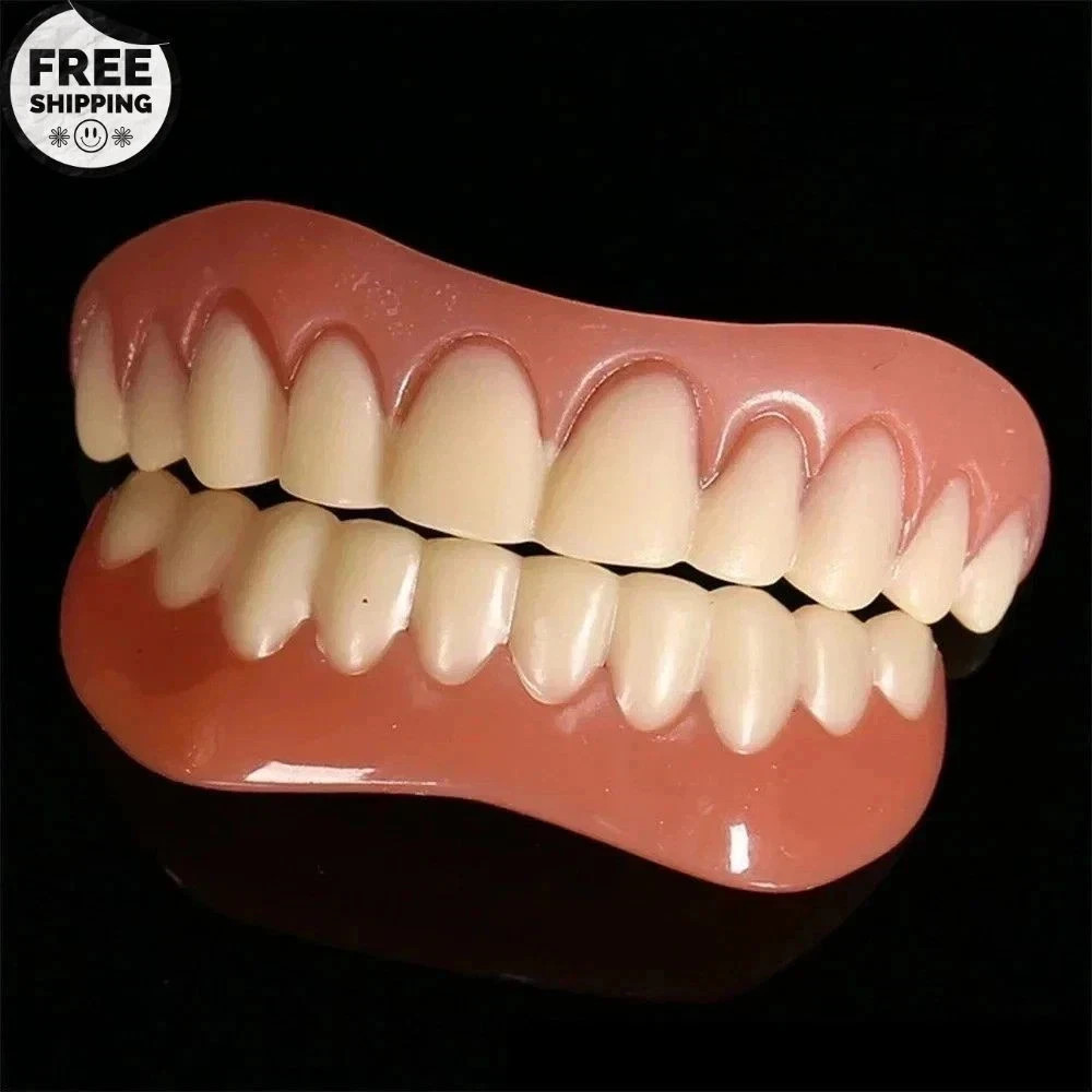 Silicone False Teeth Upper & Lower Smile Dental Veneers Dentures False Tooth