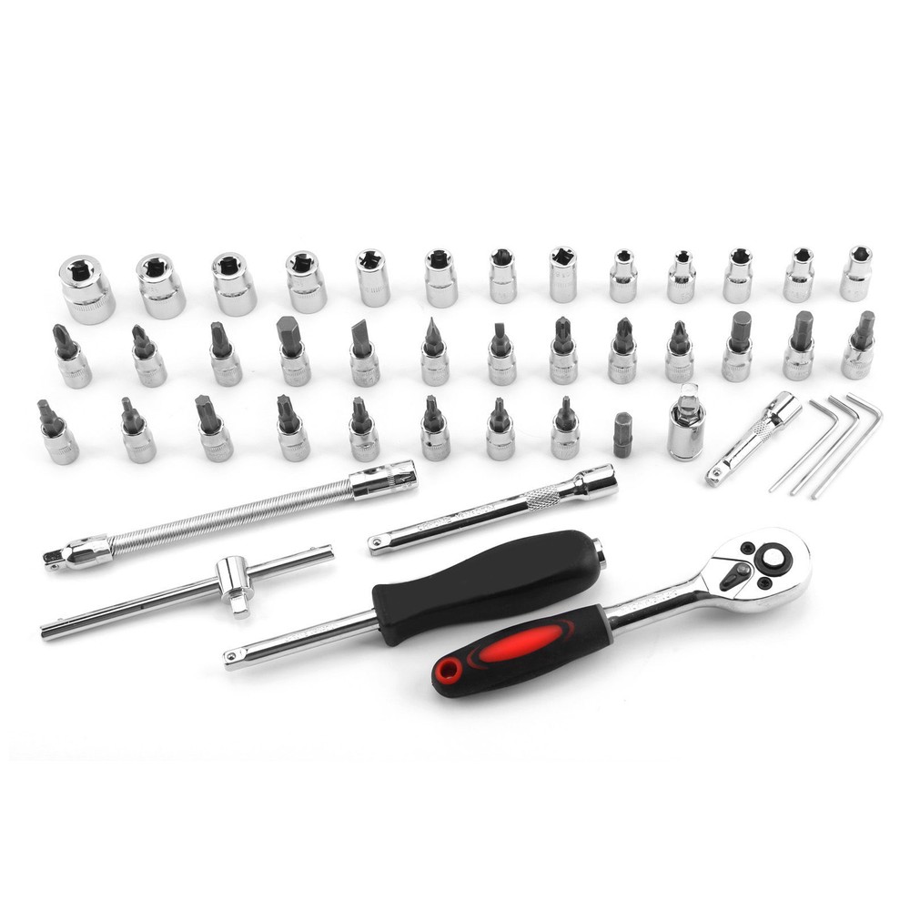 46-Pieces Ratchet Spanner Wrench Socket Set 1/4" Screwdriver Bits Hand Tool Kit