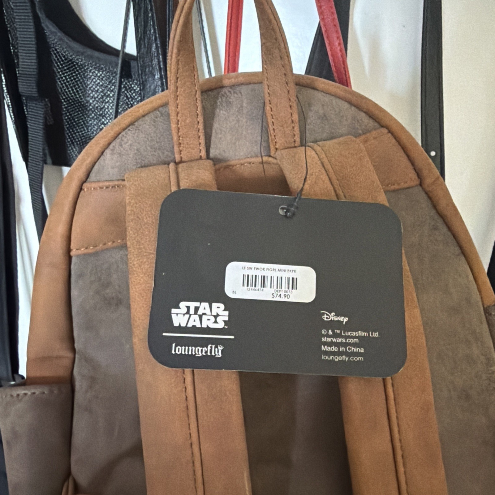 Disney Loungefly Star Wars Wicket Ewok Suede Mini Backpack in Brown - NWT
