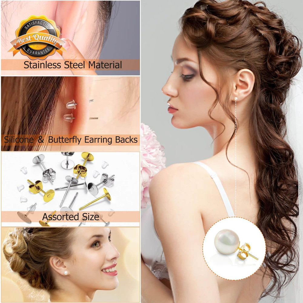 Earring Making Kit 2000 Pcs Hypoallergenic Stud Posts and Backs Set
