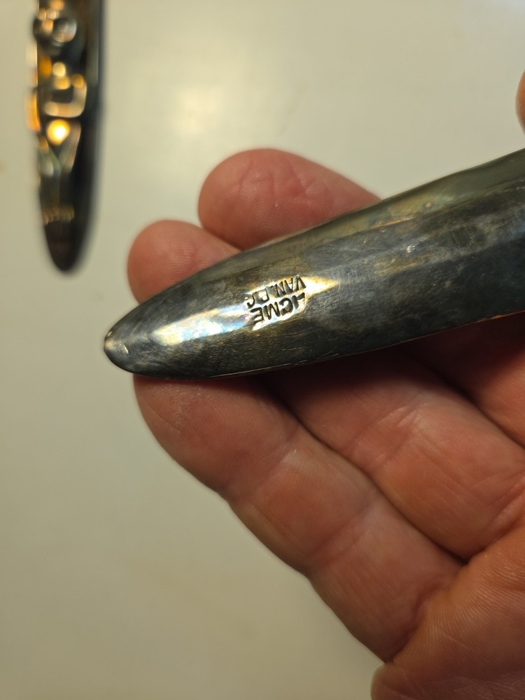 VINTAGE SILVER PLATE HAIDA TRIBE B.C. CANADA GREY ALIEN 2PC SERVING SET - 10.75"